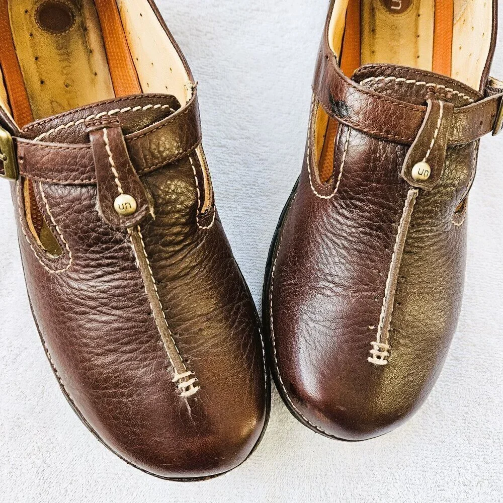 Clarks Unstructured Comfortable Mary Jane Brown Leather Loafers Size 10 M